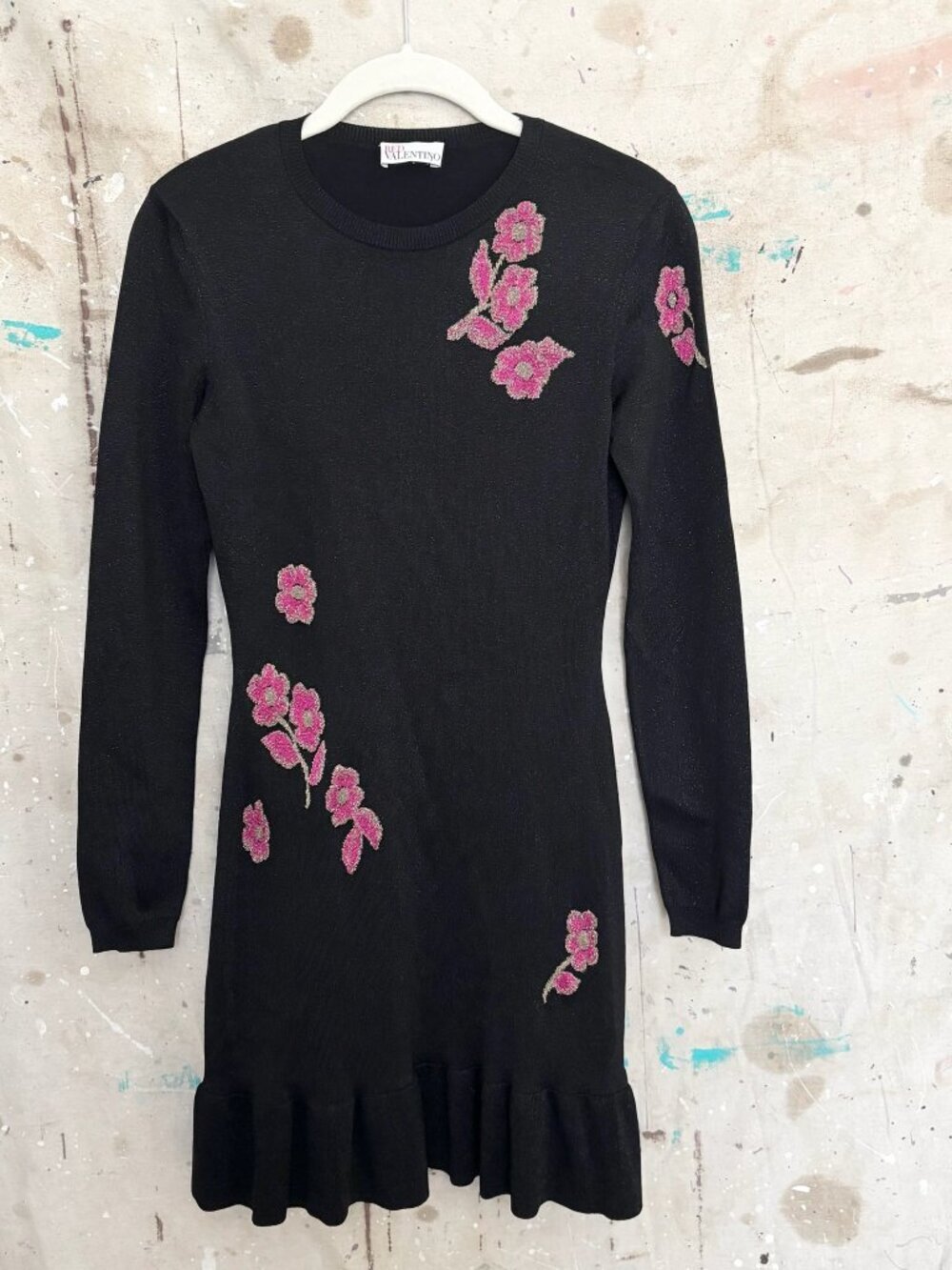 Red Valentino Floral Metallic Stretch Mini Dress